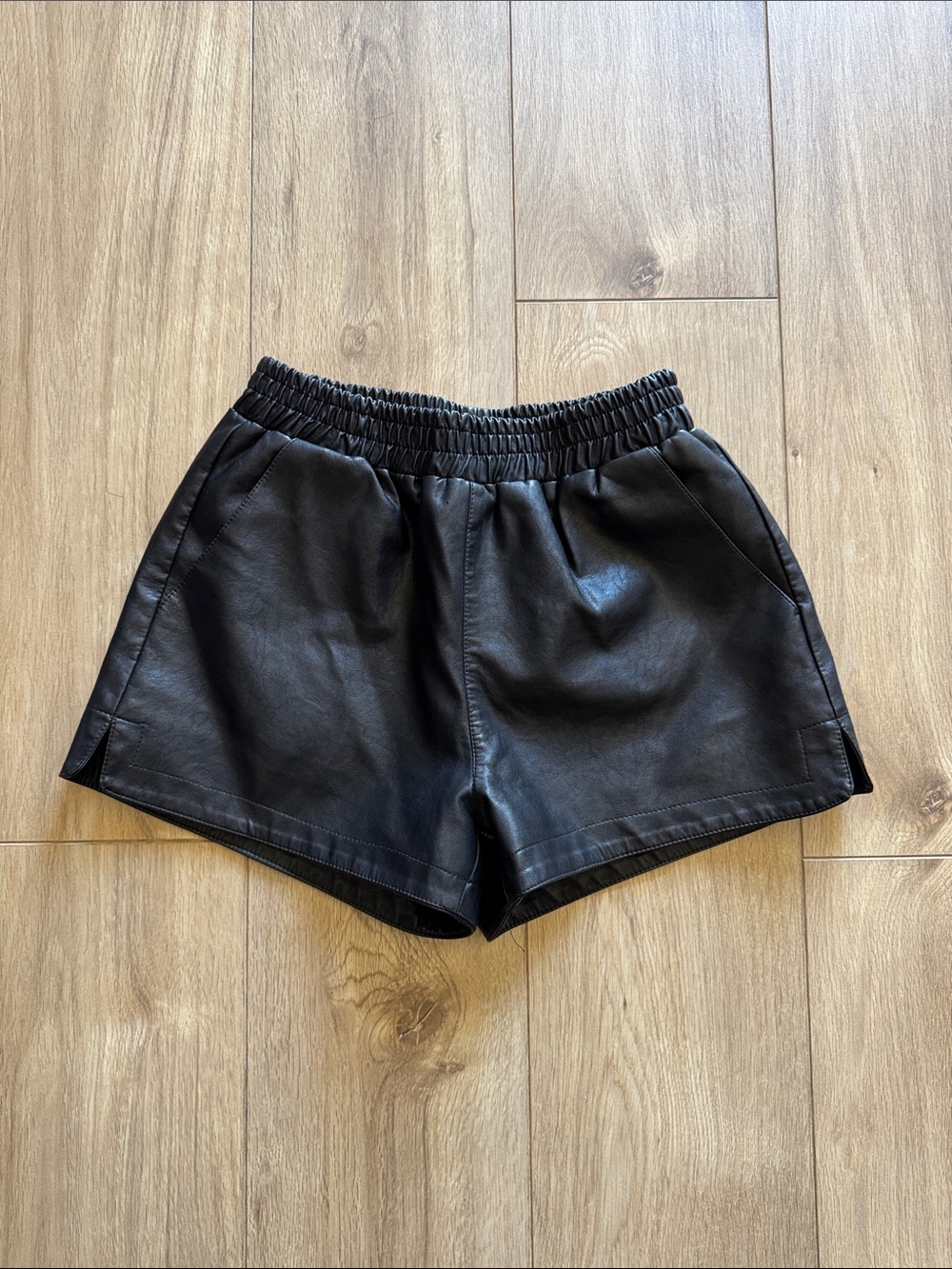 Women's Black Elastic Waist Shorts